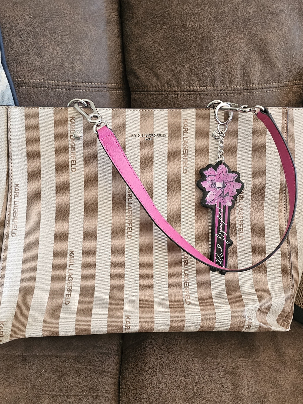 Karl Lagerfeld Pink Leather Strap Tote